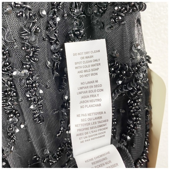 NWT Adrianna Papell Black Beaded Gown Size 8 - Picture 12 of 12